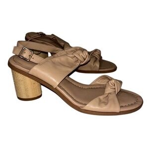 Alex Marie Tan Chunky Heel Sandals with Ankle‎ Strap Haonny